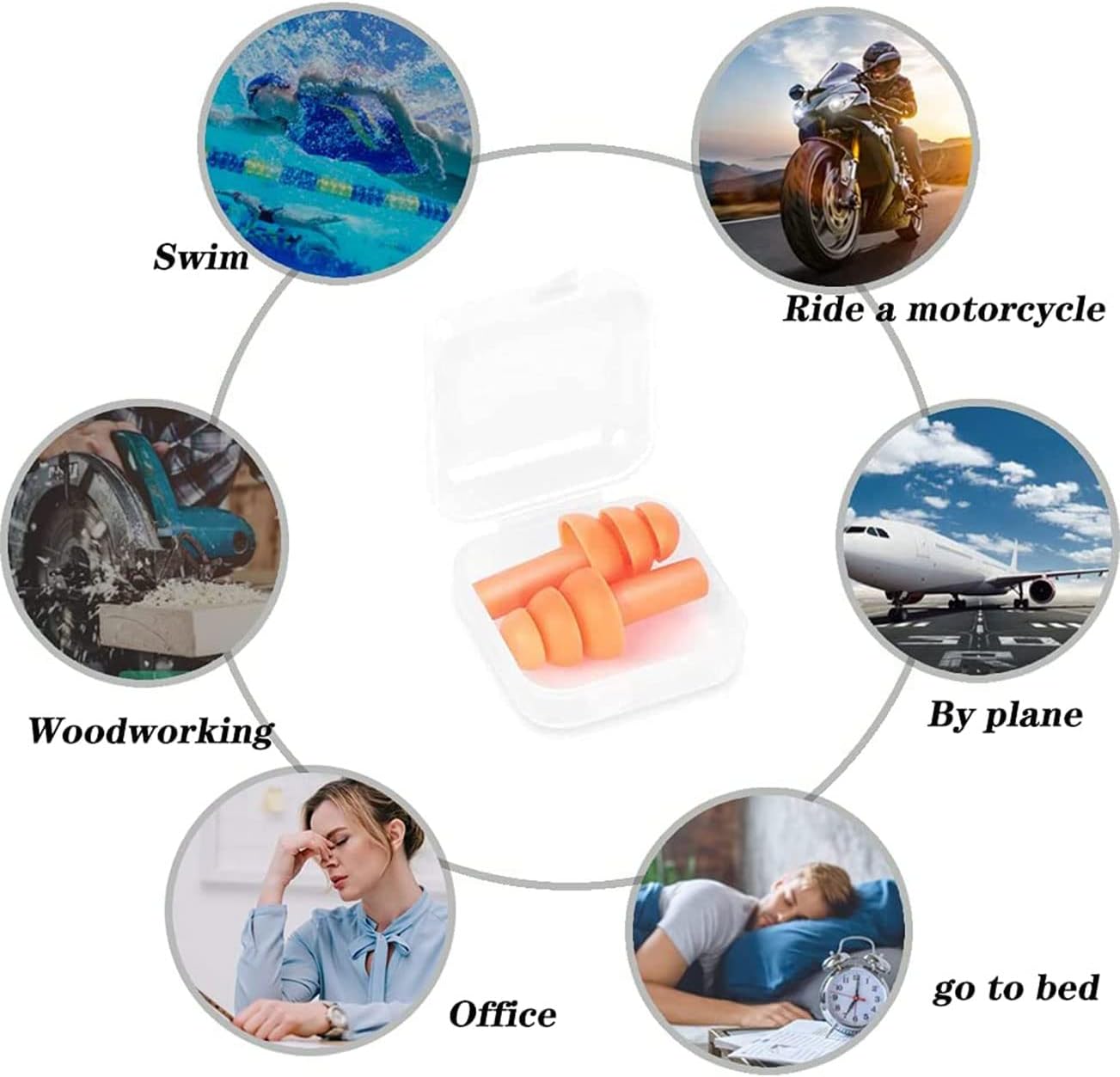 Earplugs for Sleeping Noise Cancelling Reusable Silicone Ear Plugs Suitable for Swimming Travel Snoring Airplanes Study Work Noisy Places（8Pairs）