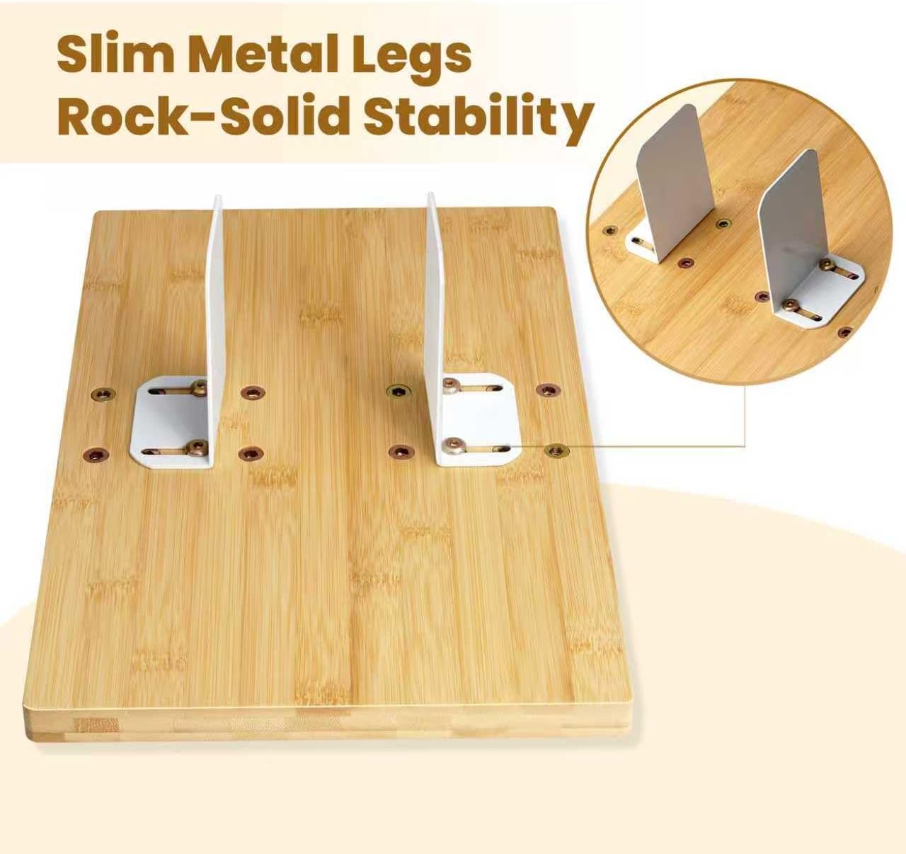 2-in-1 Couch Cup Holder Tray with Metal Legs, Bamboo Couch Armrest Table with Detachable Cup Holder, Adjustable 2–9.85 Inch Fit, Extra Stable Sofa Arm Tray for Living Room & Recliner