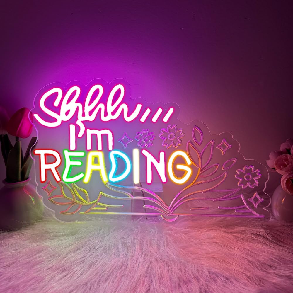 RuCvixkt Reading Neon Sign Classroom Led Neon Lights for Wall Decor, Bookshelf Neon Sign for Reading Room, USB Powered Neon Lights for Library Read Book Lovers Reading Decor