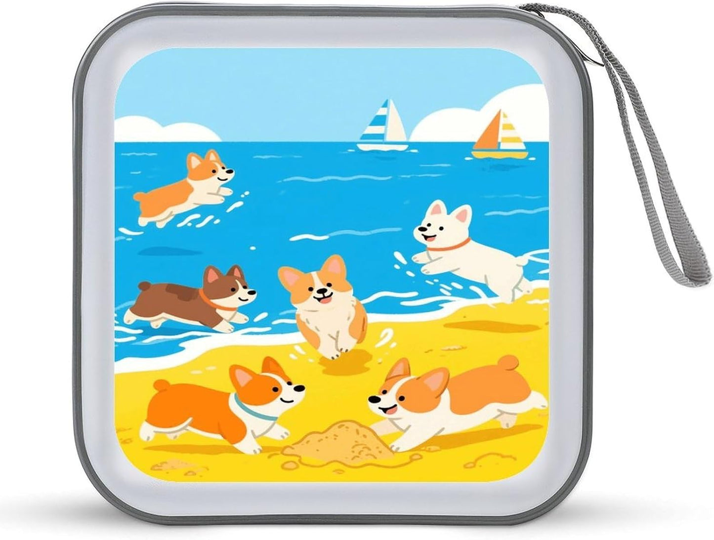 Cute Dogs CD Case Portable Zipper CD Case 40 Capacity Hard Plastic DVD Cases Holder Large Storage Disc Wallet Bag for Car Home Travel DVD Collection Bag