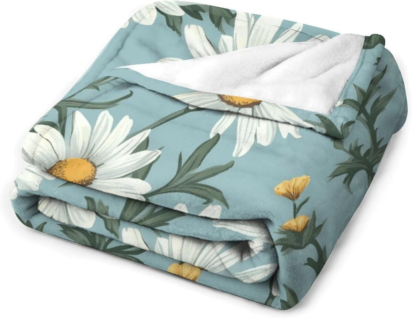 Daisy Blanket Chunky Fluffy Fuzzy Bed Blankets Cozy Soft Warm Winter Blankets Anti-Pilling Flannel Throw Blanket for Couch Living Room Bedroom Multiple Size