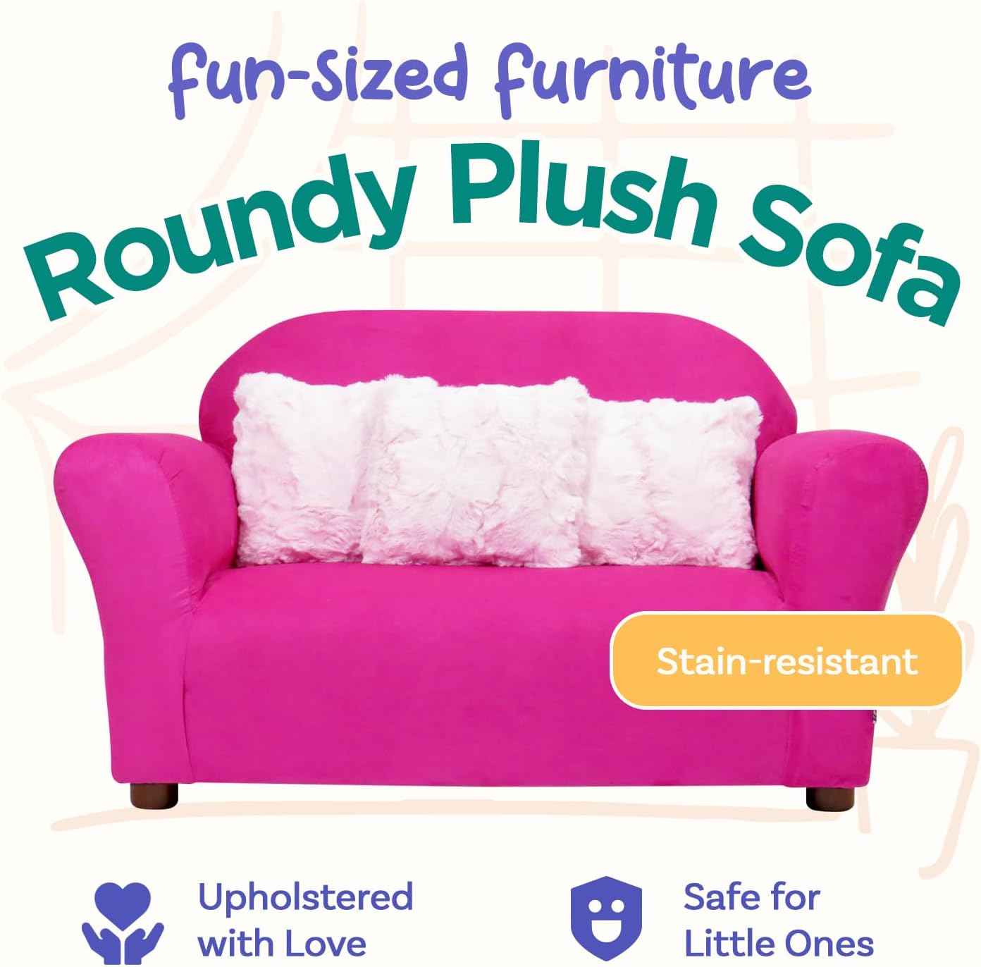 Keet Roundy Children’s Sofa – Durable Wooden Frame, Soft Microsuede Upholstery, Ergonomic & Padded Seat, Comfortable Toddler Couch for Ages 2–5, Ideal for Bedrooms, Playrooms & Daycares.