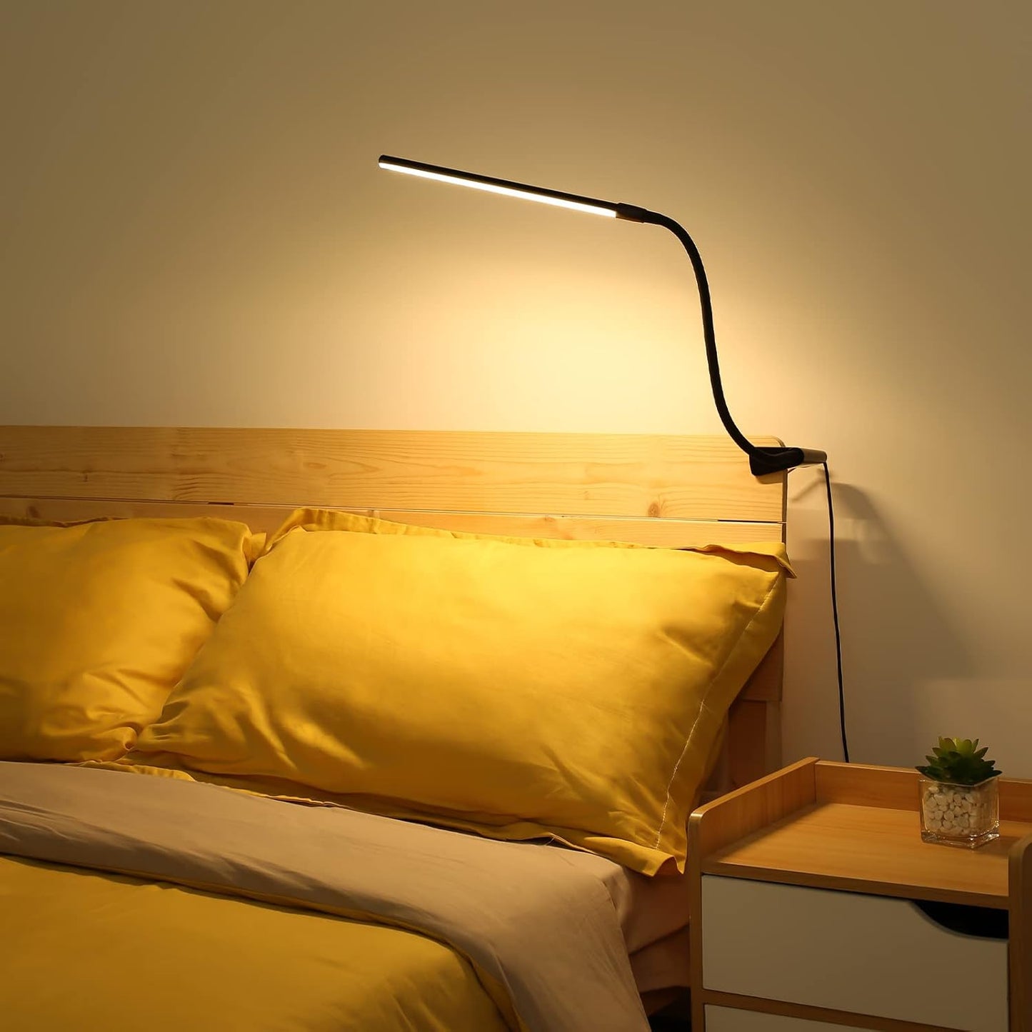 Lepro Clip on Desk Lamp LED Reading light Dimmable USB Small Clamp Lamp with 3 Color Modes 10 Brightness, Adjustable Flexible Gooseneck Table Light for Bed Headboard, Nail, Home Office,Computer(Black)