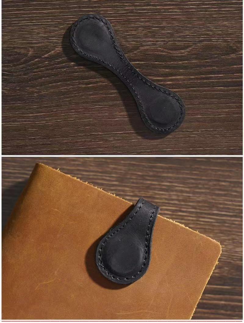 Leather Magnetic Bookmark Engraved Suction Bookmark Leather Magnetic Book Clip, Back to School, School Supplies (Diamond Pink+ slivery+Black) (6pcs)