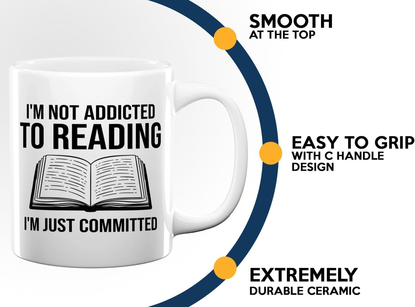 Book Lover Coffee Mug 11oz White -Im not addicted - Bookworm Literature Library Book Lover Reader Booked Editor Intellectual Studious
