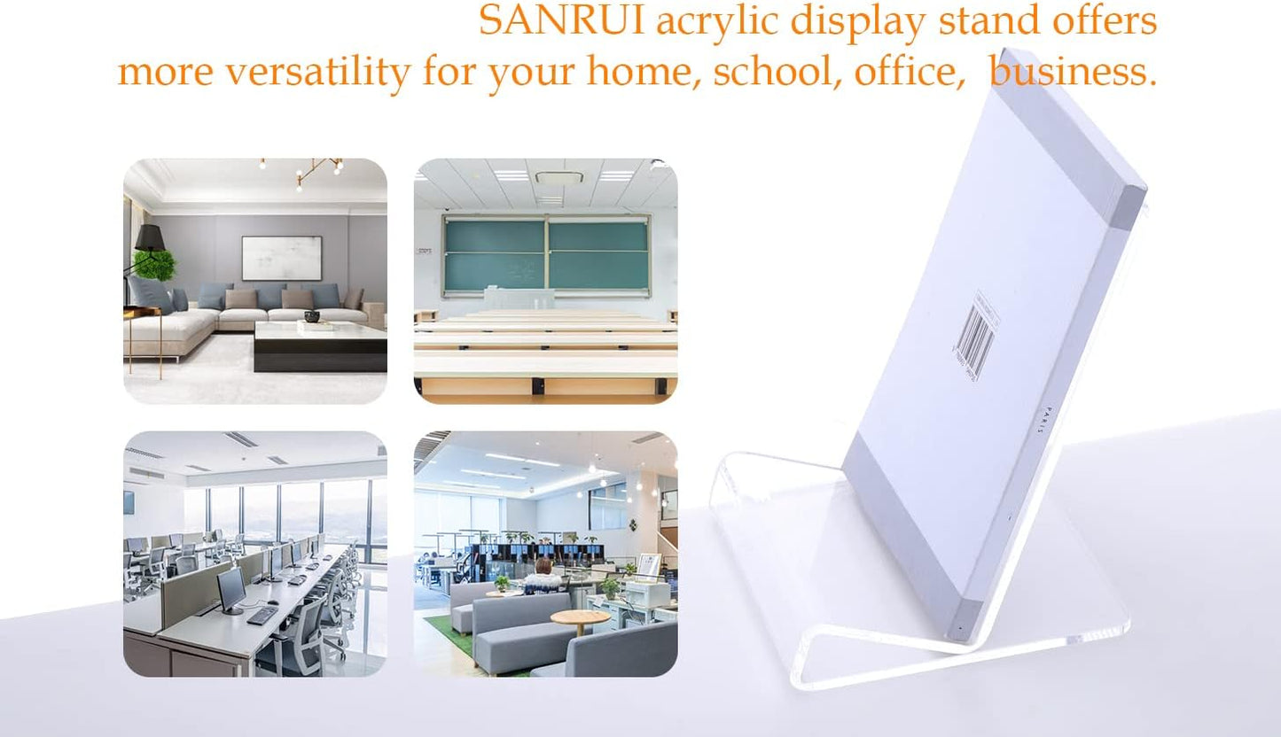 SANRUI Acrylic Display Easel with 2.7''Ledge,2PC Clear Book Display Easel Holder，Display Stand for New Book Releases , Book Stand for Displaying Tablets, Magazines,Notebooks,iPad,CDs, etc（A5 Size）