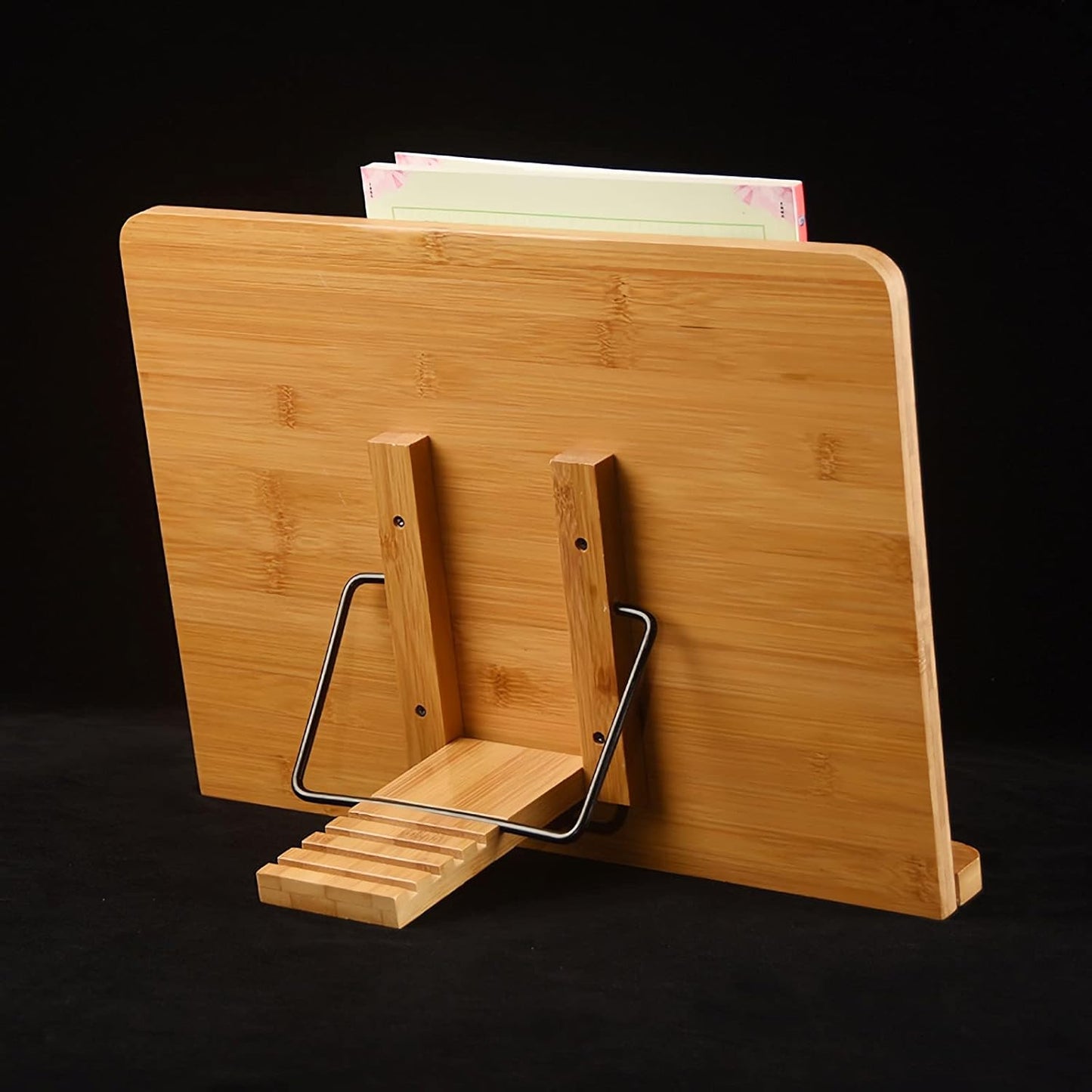 Book Stand Cookbook Stands Portable Book Reading Stand for Desk Book Holder Adjustable Height for Tablet Cell Phone Laptop Holders with Clip (Size : M-Medium) ()