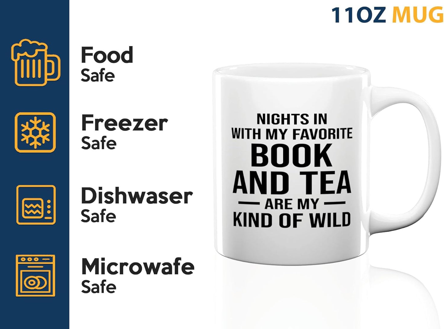 Book Lover Coffee Mug 11oz White -Book and Tea - Gift For Poets Bookish People Bibliophile Librarian Book Club Reader