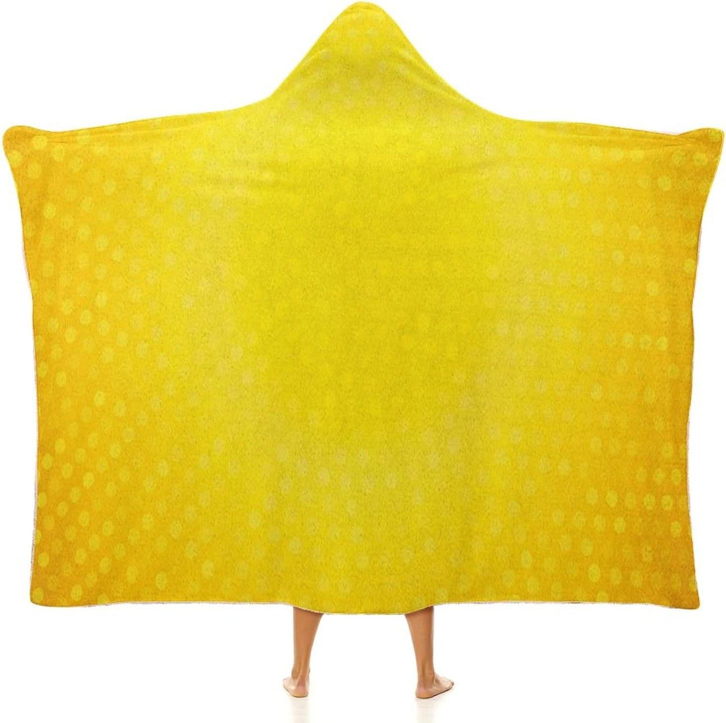 Throw Blankets, Ombre Women Men Hooded Blanket, Circle Shades Yellow Dots, Soft Warm Cozy, 60 x 80inches, Studying Reading Snuggling Napping Office, White Yellow and Merigold
