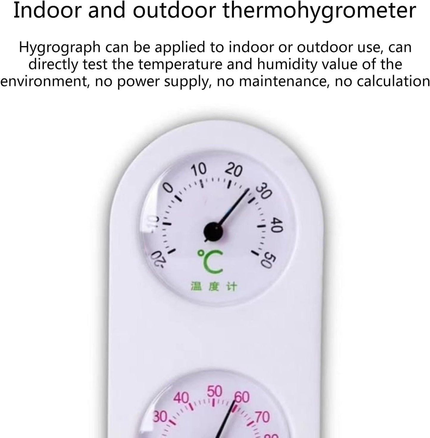 Mechanical 2 in 1 Thermo-Hygrometer HighAccuracy Hygrometer Thermometer Wall Mounted for BabyRoom, Greenhouses