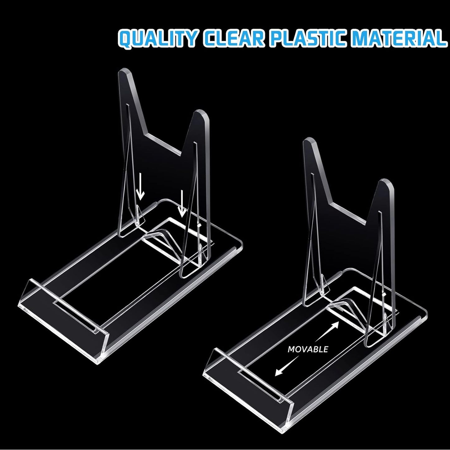 Tuanse 40 Packs Acrylic Plate Stand Clear Display Stand Easel Adjustable Mini Stand Holders for Displaying Plate Picture Book Photo Frame Card Desktop Stand, 4.02" H x 2.36" W