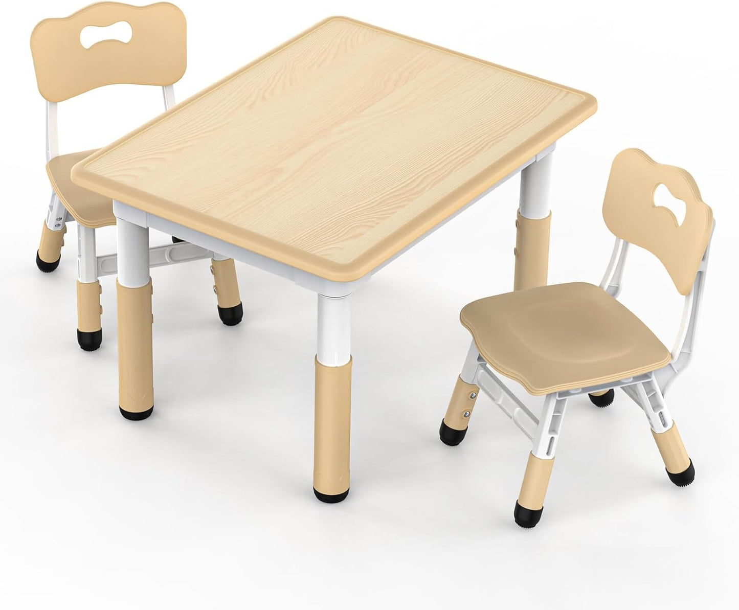 HLPB Kids Table and 2 Chairs Set, Adjustable Height, Graffiti Desktop, Non-Slip Legs, 31.5''L x 23.6''W Toddler Multi-Activity Table for Ages 2-8, Max 300lbs, for Daycare, Classroom, Home