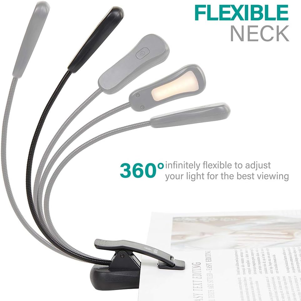 Vekkia Amber Rechargeable 7 - Led Eye - Care Book Light with Blue - Light Blocking, 3 Levels, 1600K for Eye - Friendly Use. Offers Up to 70 Hours of Reading