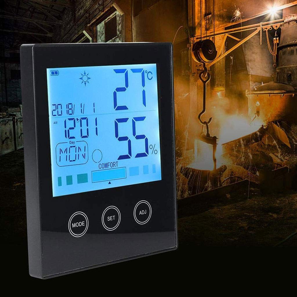 Digital Hygrometer Thermometer,Humidity Gauges Monitor Temperature Gauge Indicator Time Display Built-in Clock