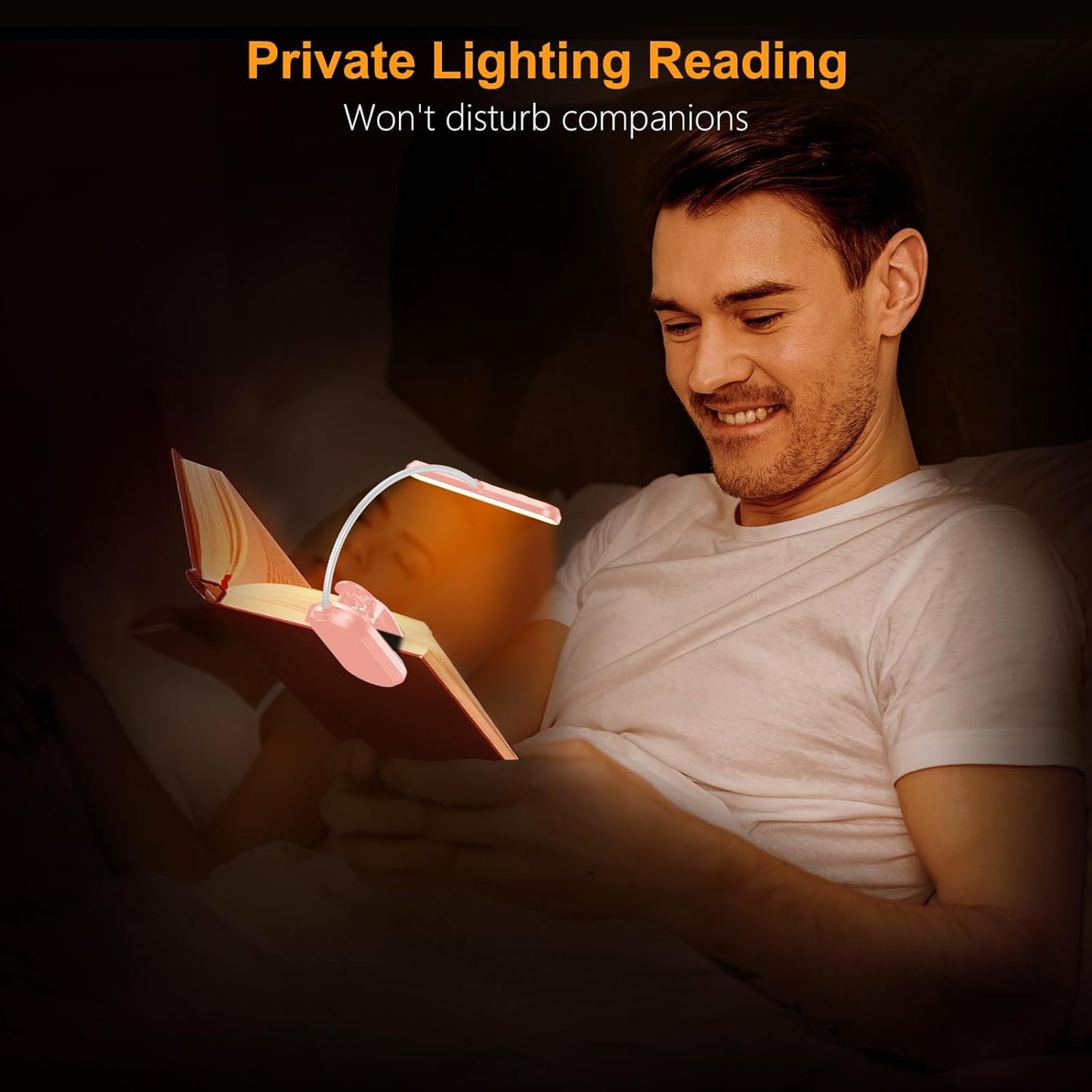 Gritin Rechargeable Book Light for Reading in Bed with 19 LED &Memory Function-Eye Caring 3 Color Temperatures,5 Brightness Levels,90 Hrs Runtime Flexible Goose Neck Clip on Light-Pink