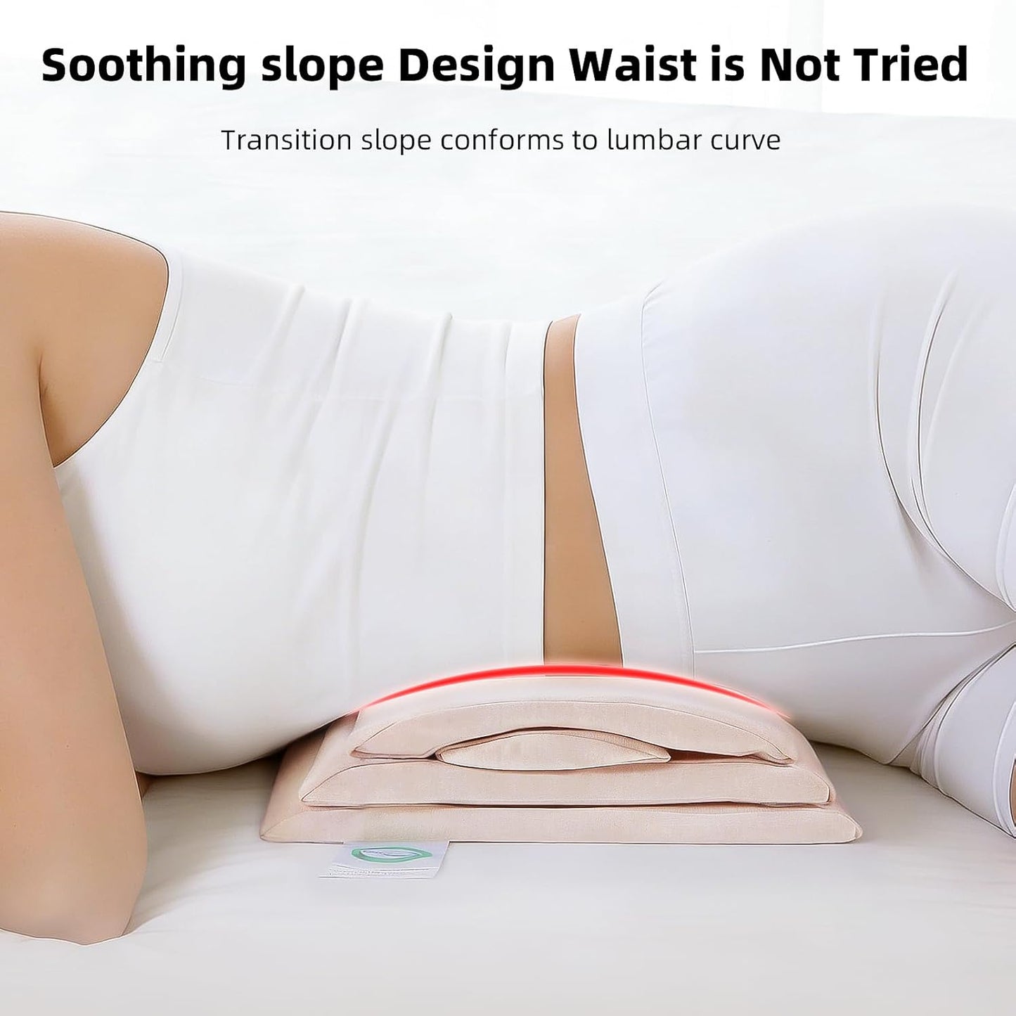 Adjustable Lumbar Support Pillow for Bed, Back Sleeping Cushion with Removable Height Layer & Dual-Firmness Inserts for Lower Back Pain Relief, Spinal Alignment & All-Night Comfort