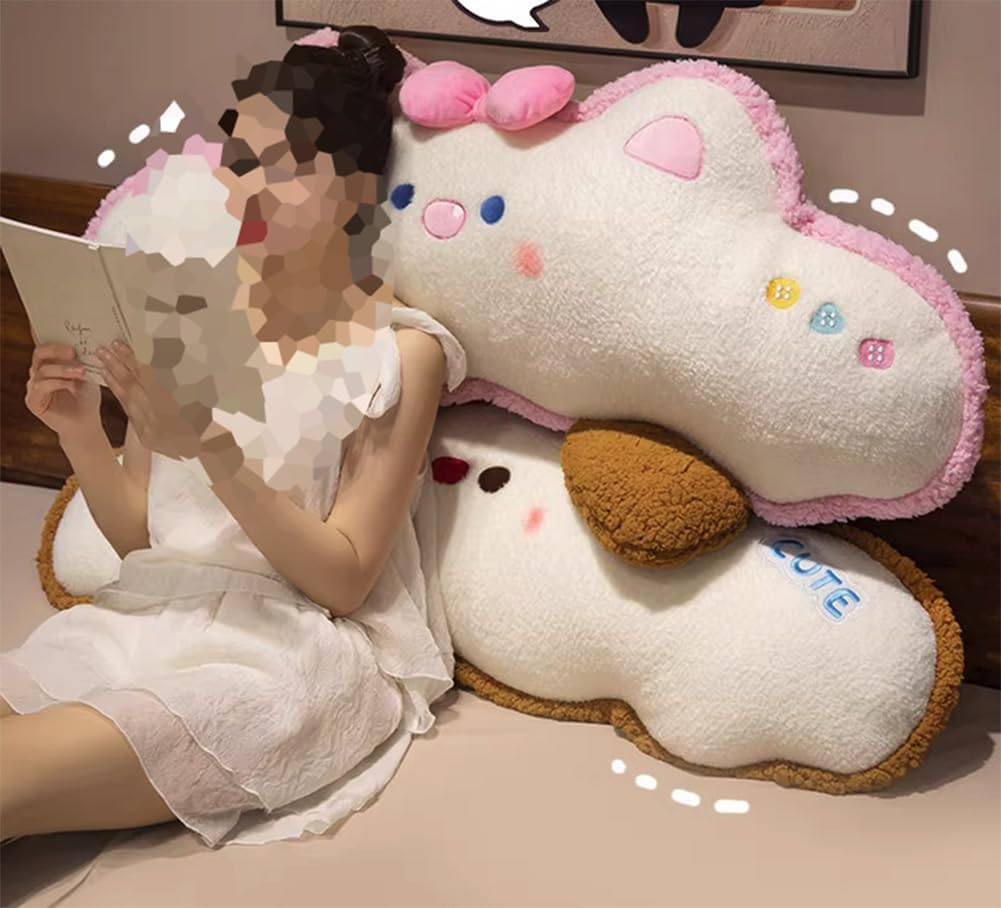 Cute Cartoon Plush Pillows Sofa Back Reading Rest Pillows Soft Bed Sleeping Head Neck Cushion Long Body Hugging Pillow (Brown, 90cm/35.43")