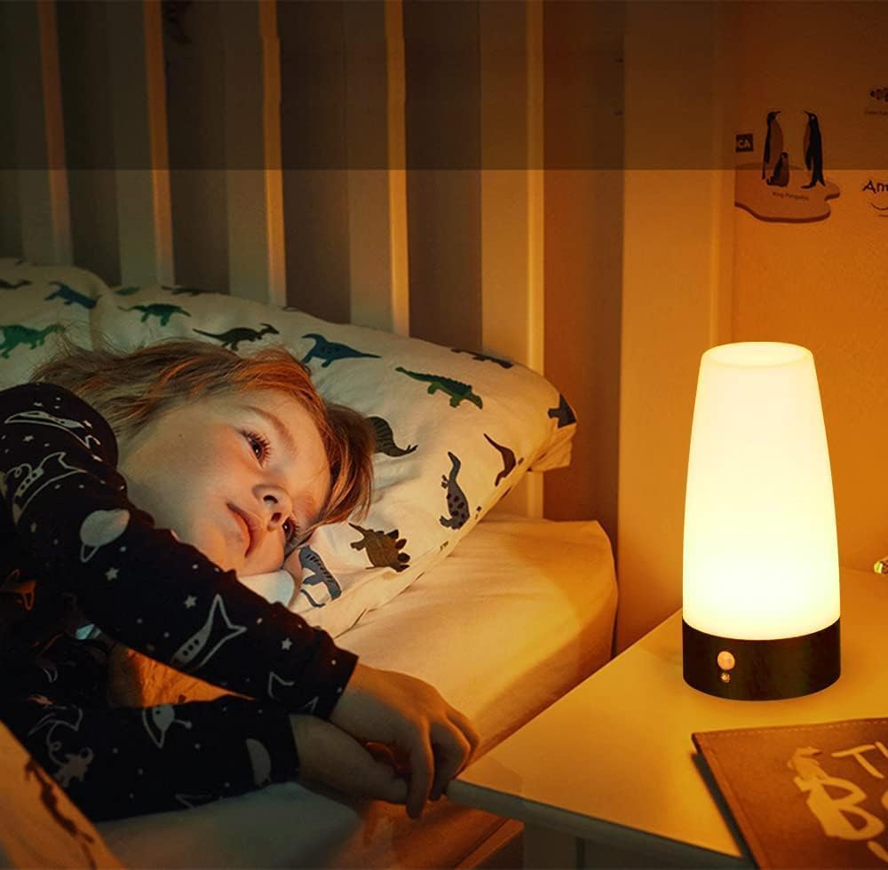 ZEEFO Retro LED Night Light PIR Motion Sensor Light,Activated Step Lighting Lamps,Indoor/Outdoor Battery Operated Lamp Sensitive Portable Moving Table Lamp for Kids Room,Hallway(Round Shape)