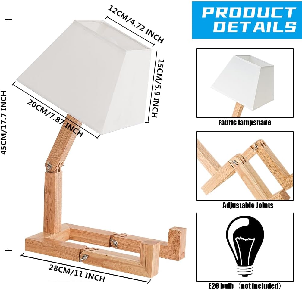 Cute Desk Lamp,Unique Dimmable Robot Bedside Table Lamps,Fun Funky Reading Desk Lamps for Nightstand,Bedroom,Kids Room,Living Room,(Square Lampshade)