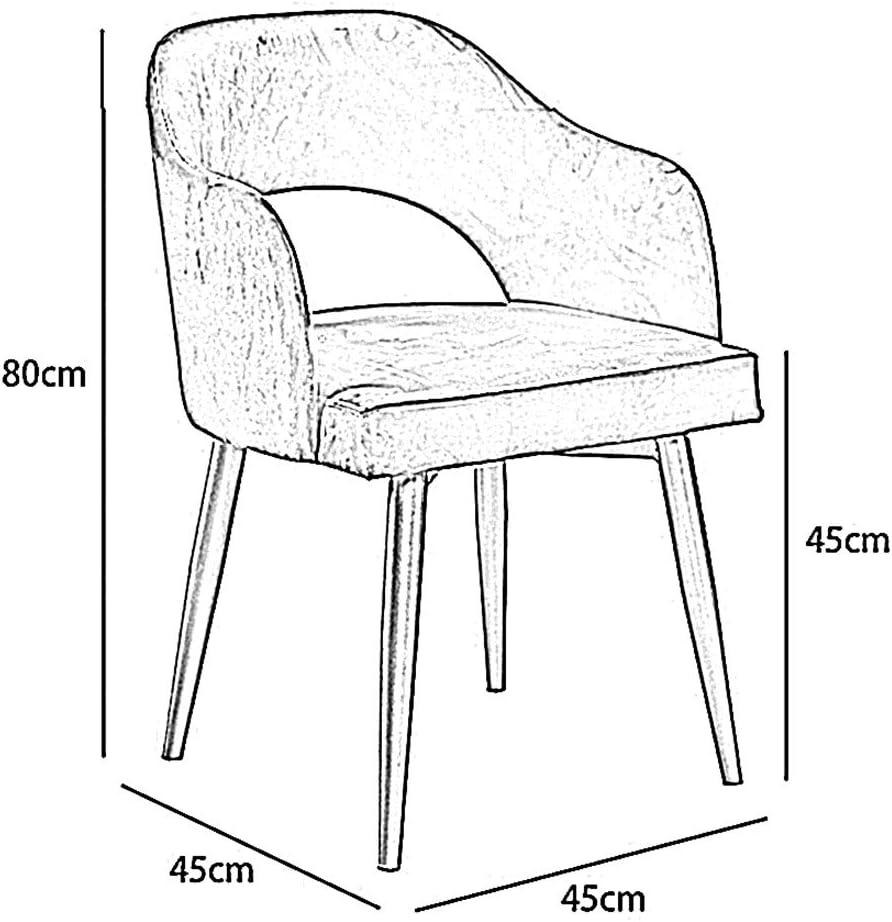 Comfortable Chair Nordic Dining Chair Metal Legs,Ergonomically Designed Coffee Side Chair,Flannelette Upholstered Lounge Sofa Chair,for Leisure/Office/Reception/Living Room/Desk/Patio/Terrace/Office