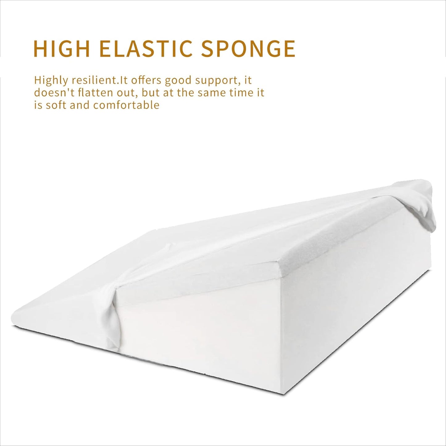 5 Inch Wedge Pillow for Adults,Large Body Support Sponge Triangle Incline Cushion to Elevate Upper Body,Therapeutic Wedge Pillow for Sleeping Acid Reflux,5" High, 26" Wide,White