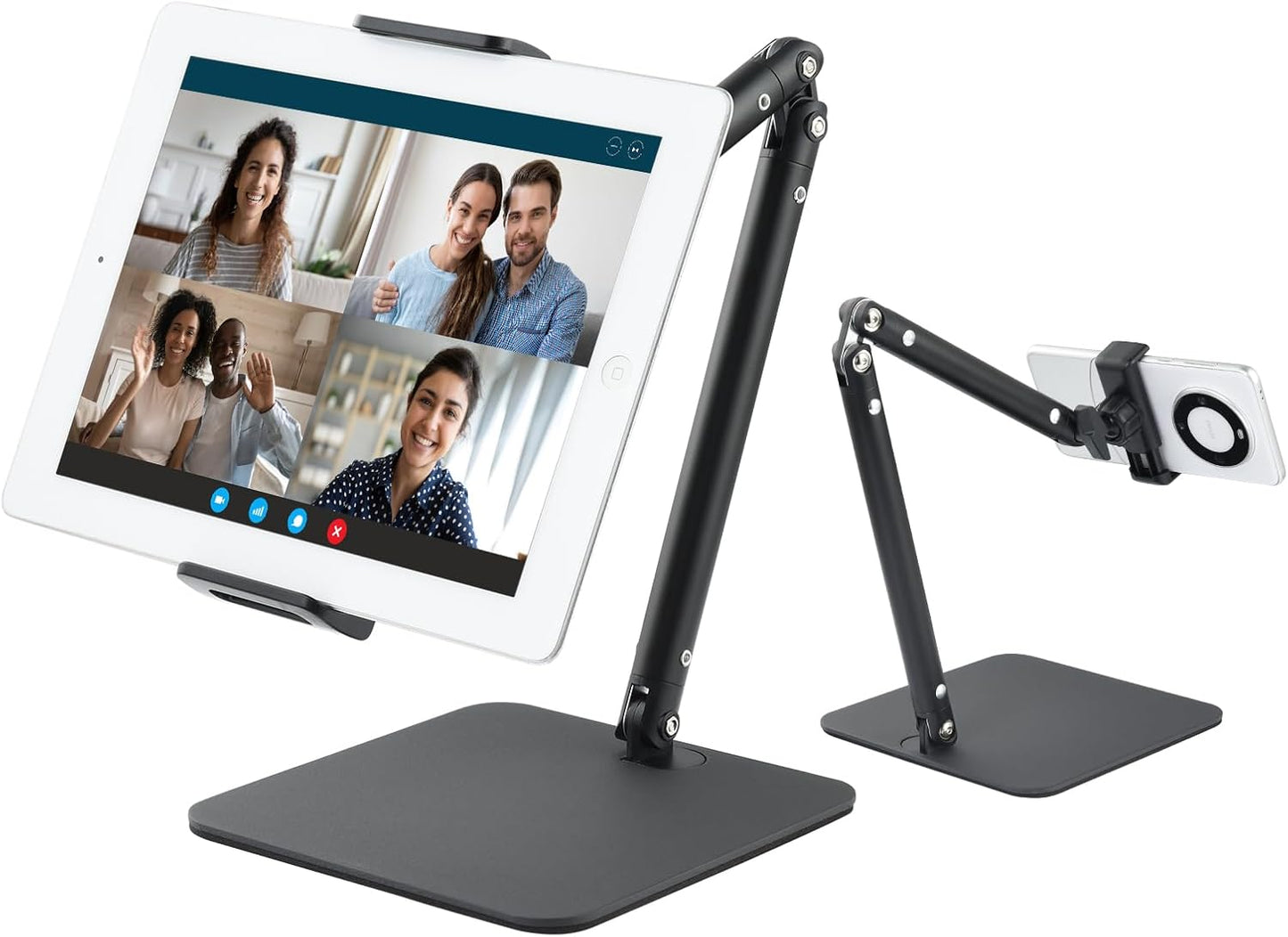 UTEBIT Tablet Stand Holder for iPad, 9.5''-16.5''Height Adjustable Tablet iPad Stand for Desk Support 22LBS, 360°Rotating Arm Portable Monitor Holder Mount for 4''-13''All iPad, iphone 17 16pro, Black