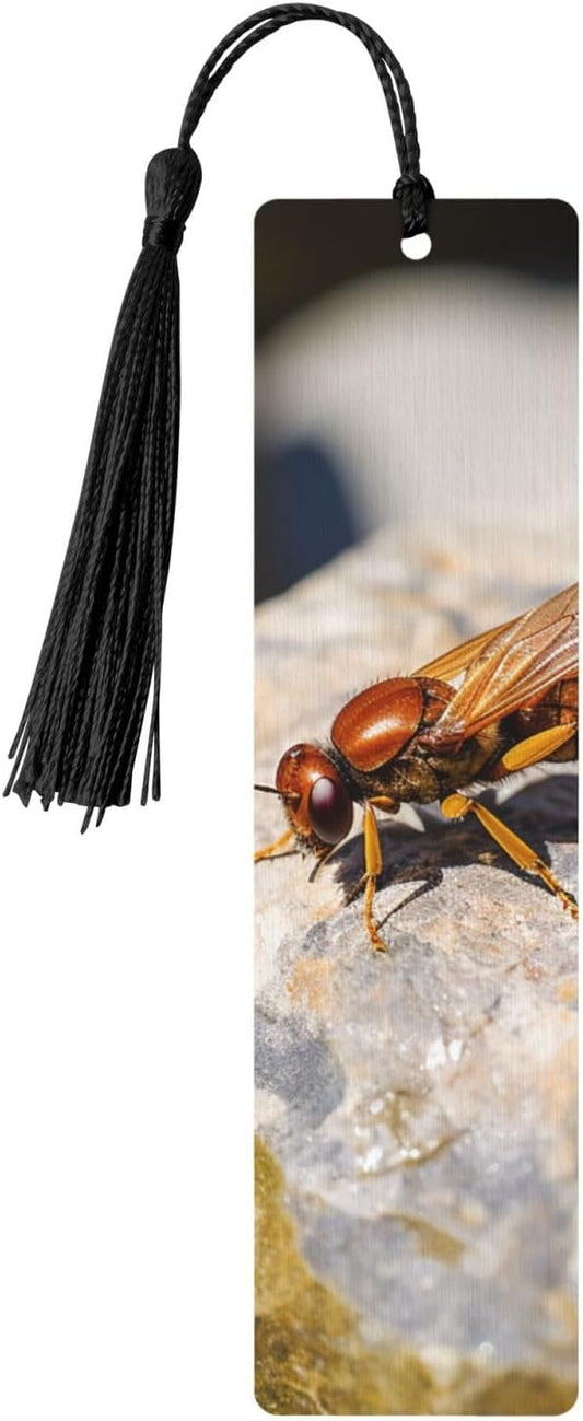 Rock Fly Bookmarks Gifts for Women Men, Wooden Bookmarks for Book Lovers, Vintage Book Marks Ornaments with Tassel, Unique Personalized Reading Page Markers Black