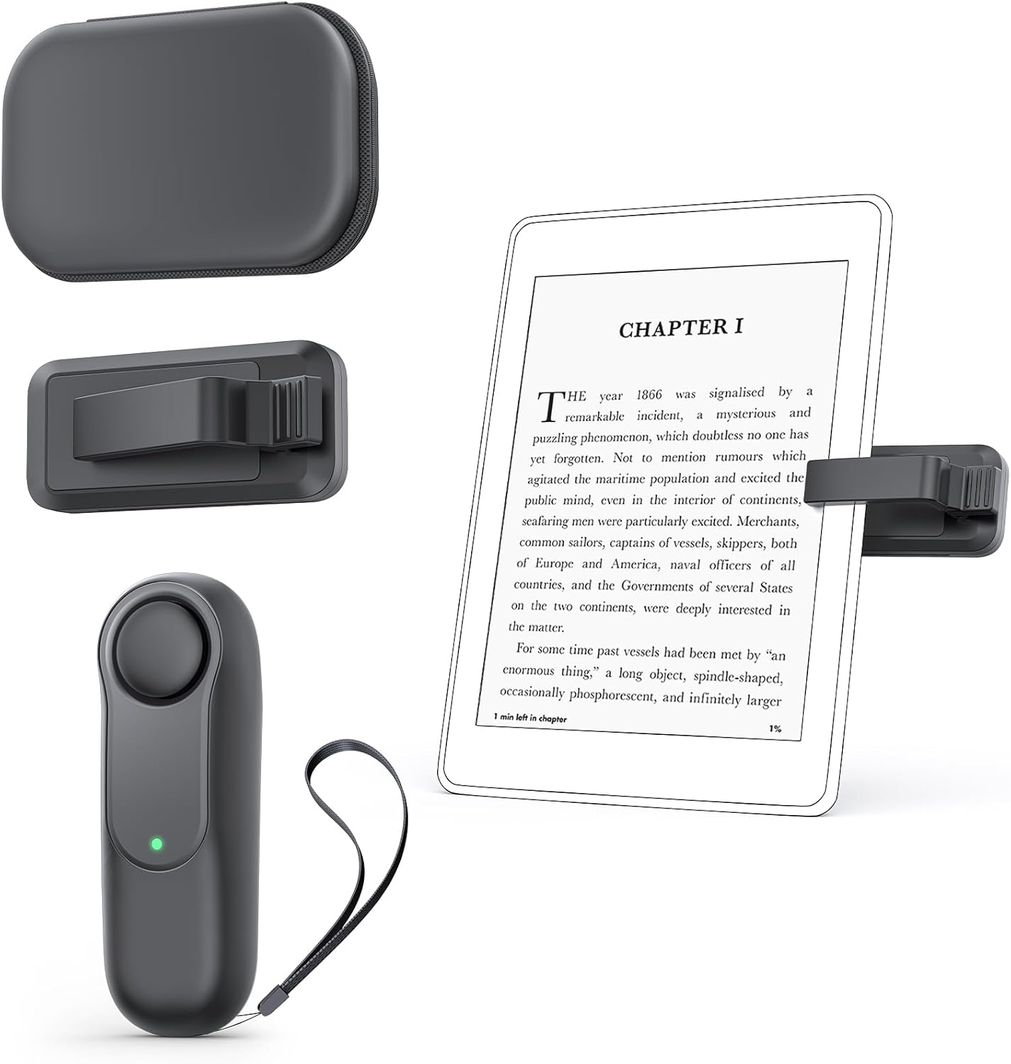 Remote Control Page Turner for Kindle Paperwhite Oasis Kobo eReaders, Ergonomic Remote Control Clicker for Hands-Free Reading, Compatible with Kindle E-Readers and Cases, Ideal for eBooks, Novels