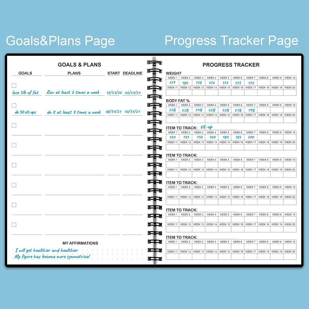 Fitness Planner for Women & Men - A5 Workout Log Book/Exercise Workout Log to Track Weight Loss, GYM, Bodybuilding Progress - Daily Health & Wellness Workout Journals, 5.8X8.25 In Workout Book