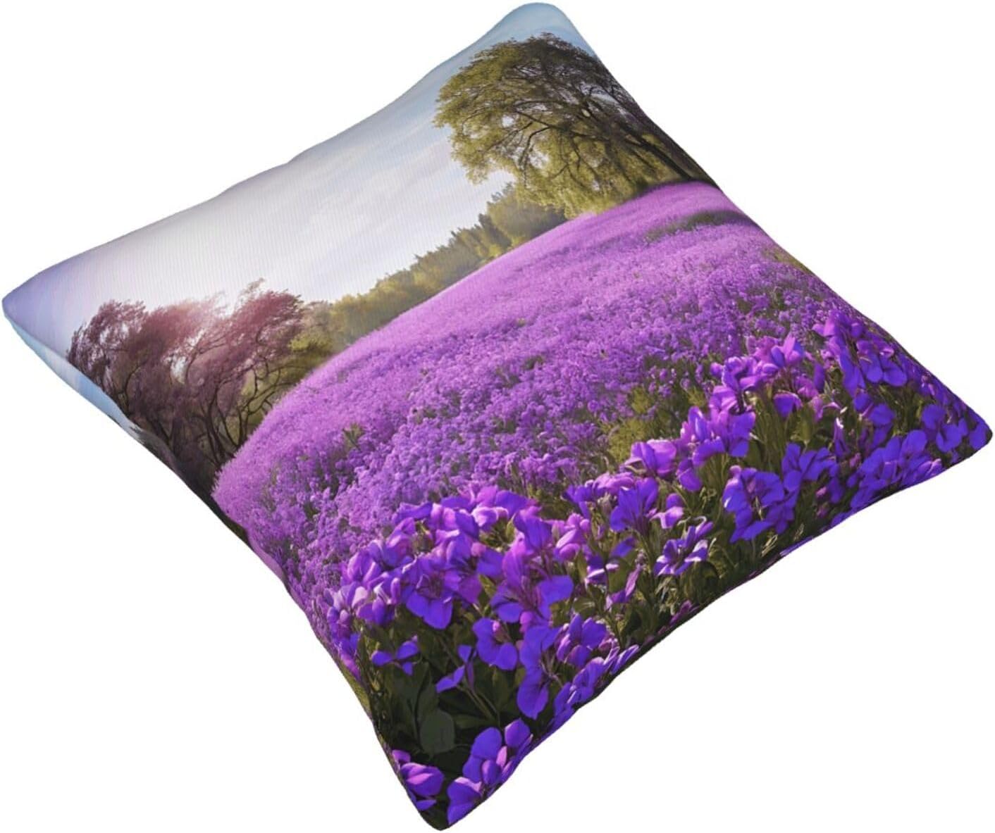 All-Season Square Pillow Covers 18"X18", Purple Lavender, Decorative Throw Pillow Covers for Sofa Bed Couch, Hidden Zipper Cushion Cover, Square Lumbar & Accent Pillowcases for Home Decor