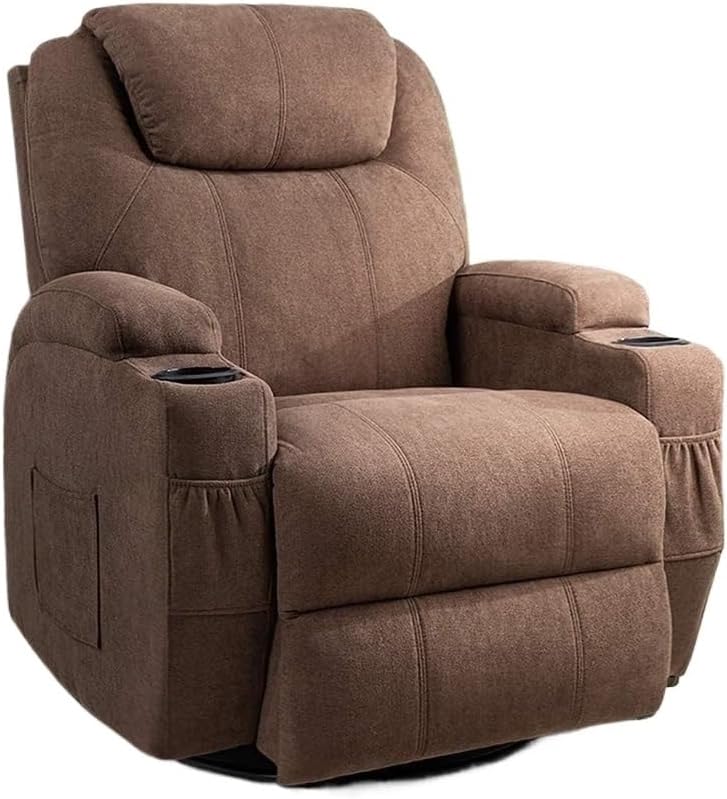 360 Swivel Rocker Recliner Chair with Massage and Heating Ergonomic Lounge Sofa Comfortable Rocking Recliner with Cup Holders Side Pockets for Home Theater Seating