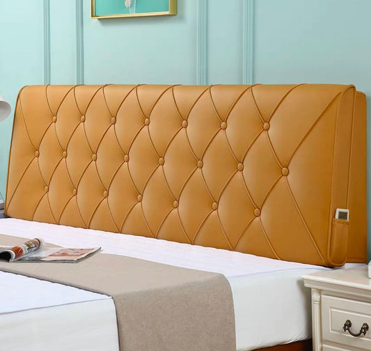 Full Headboard Wall Pillow Bed Backrest Cushion,Large Upholstered Wedge Headboard Foam Filling Reading Pillow Back Lumbar Support Pillow(Size:200cm/79in,Color:Yellow)
