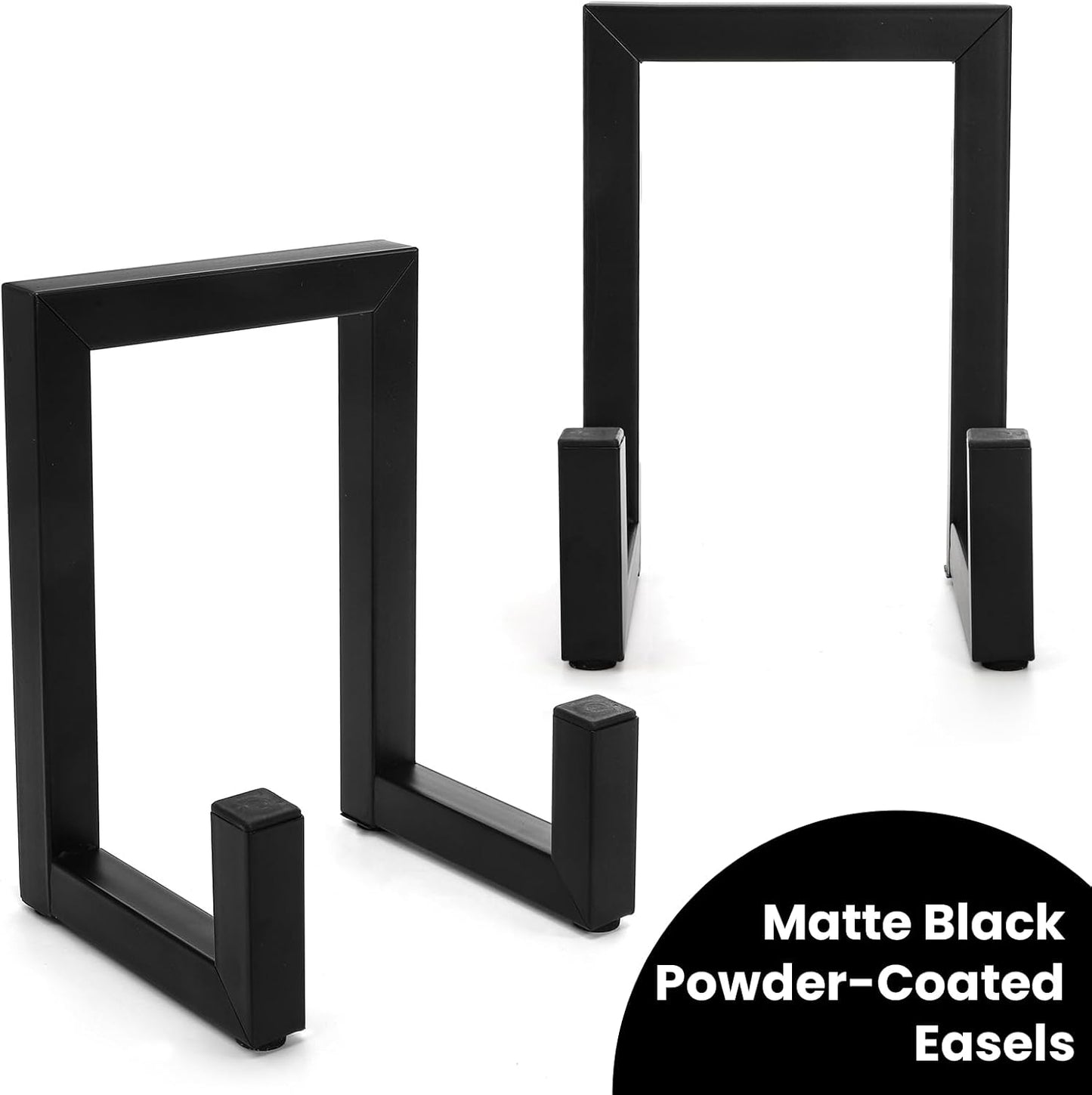 2 Pack Large Plate Stands, 8" Tall Picture Stands for Display, Industrial-Style Metal Wall Mount Photo Frame Holders, Heavy Duty Black Tabletop Easels for Pictures, Books, Platters, Artworks
