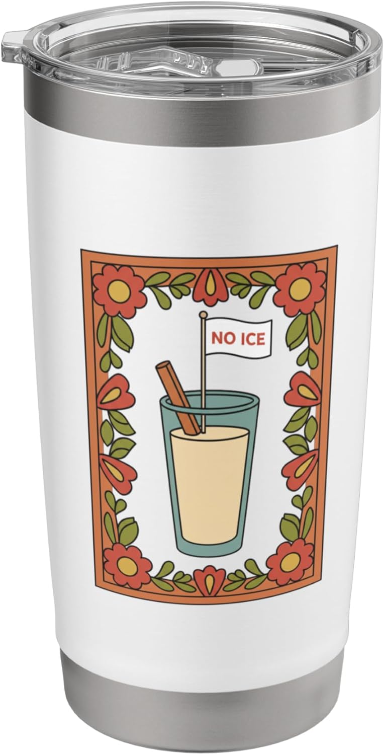 No Ice Cocktail Lover Retro Floral Drinking Design Stainless Steel Insulated Tumbler