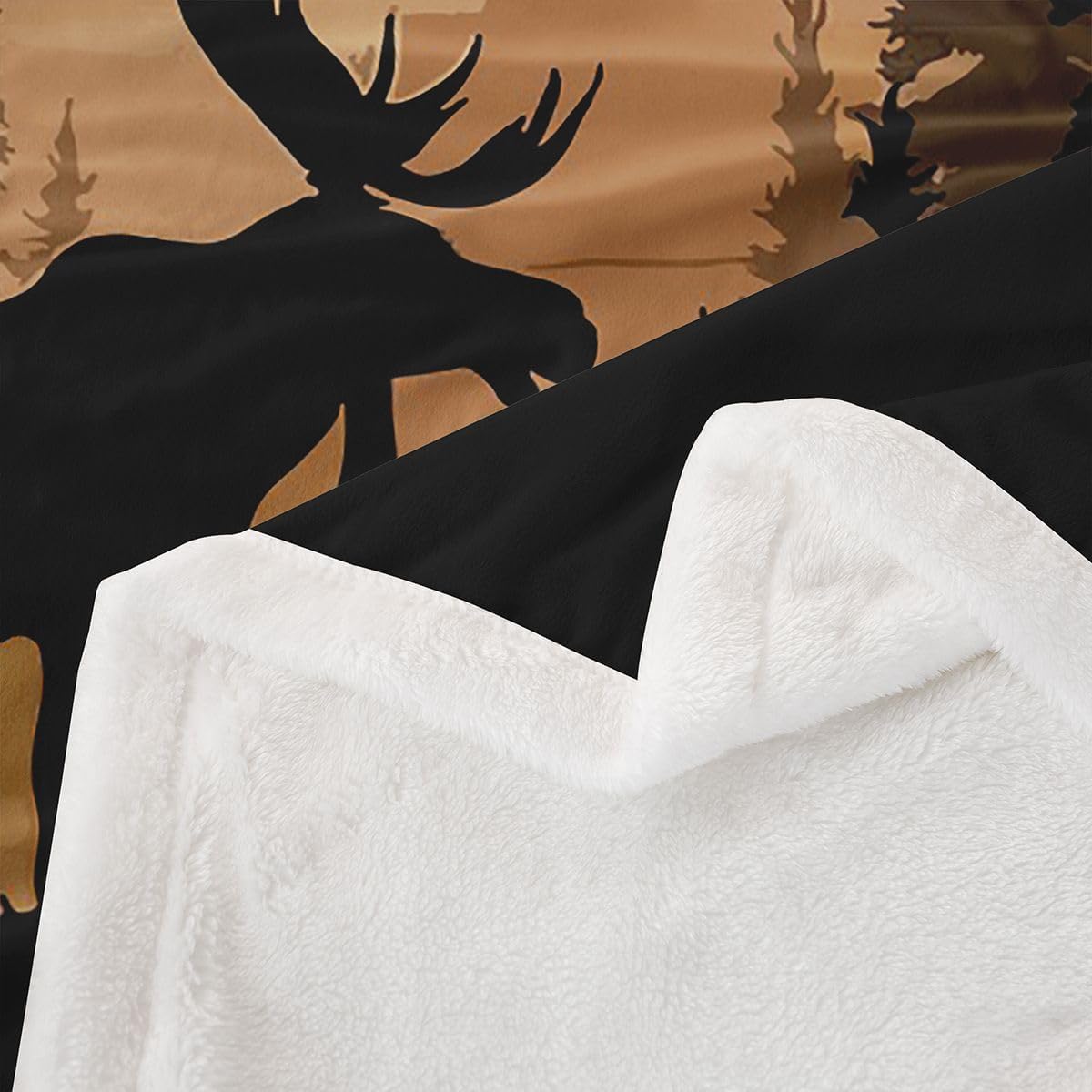 Feelyou Moose Sherpa Throw Blanket for Couch Rustic Cabin Country Super Soft Cozy Fleece Wild Animal Deer Blanket for Winter, Plush Throw Deer Hunting 40"x50" Western Farmhouse All Season