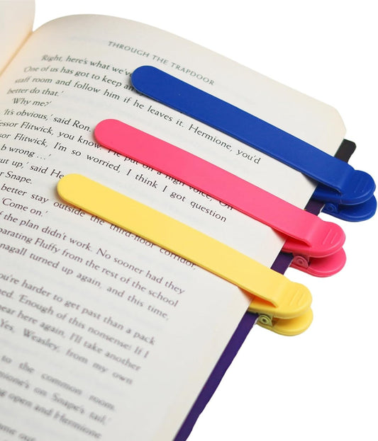 3pcs Silicone Automatic Bookmarks, Book Lovers Gifts for Reading Women, Men, Kids, Readers, Unique Cute Book Page Holder Accessories, Stay in Place and Follow as You Read