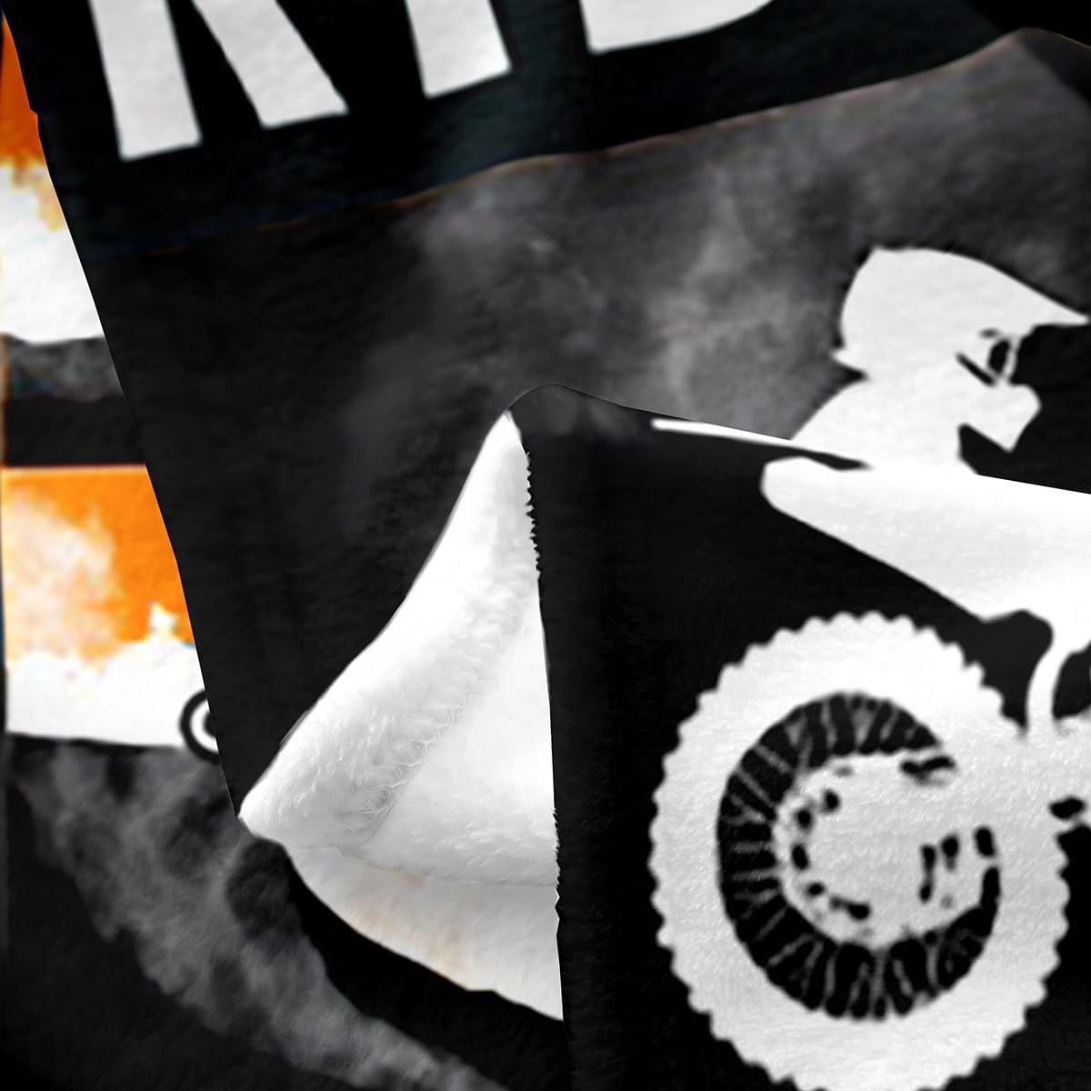 Dirt Bike Flannel Fleece Throw Blanket Kids,Extreme Sports Fuzzy Blanket For Bed Sofa Couch,All Season Racing Motocross Rider Bed Blanket Breathable Orange Grey Plush Blanket Room Decor Twin 60"x80"