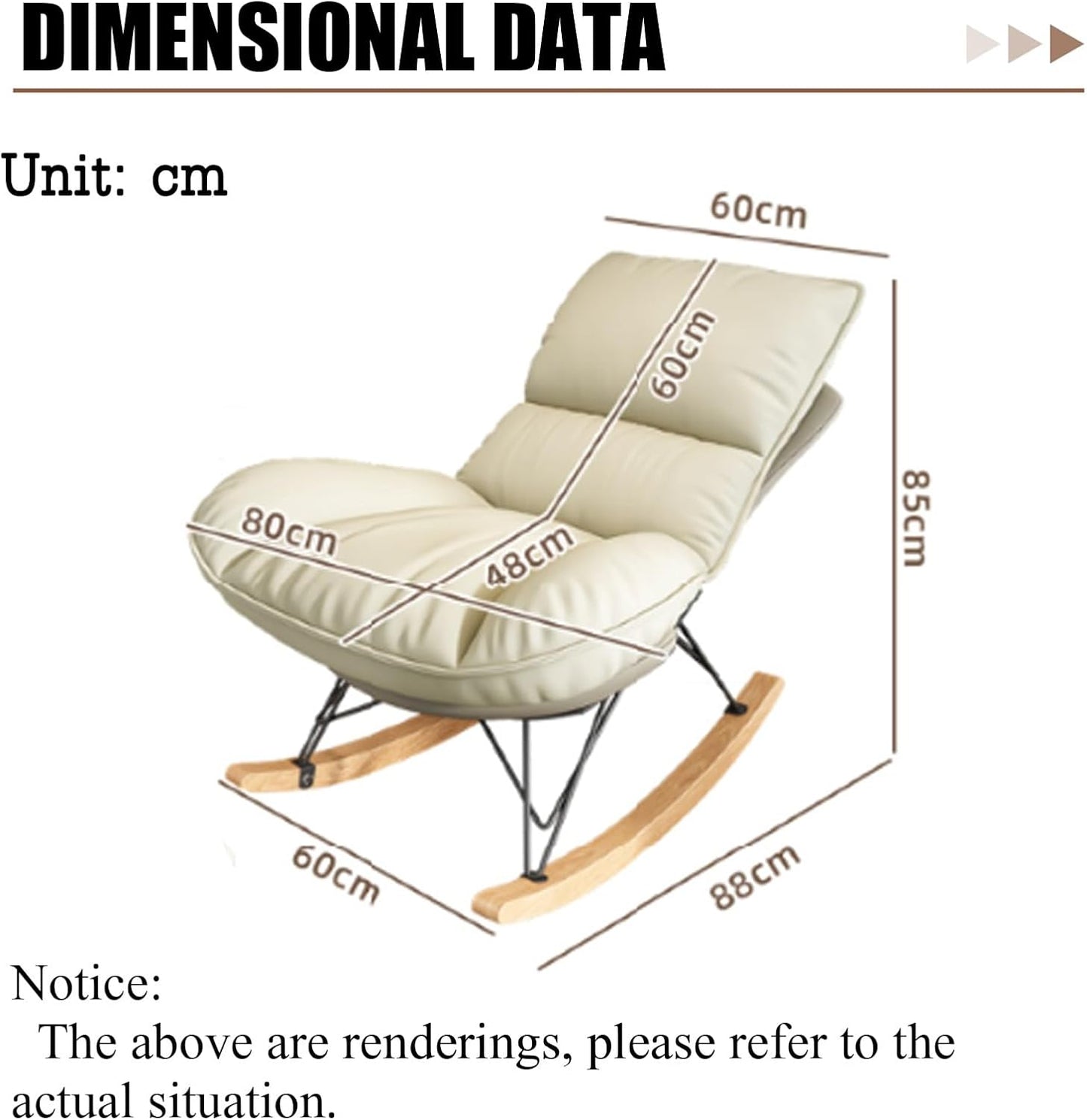 LSLYTQ Rocking Chairs, Rocking Chair for Nursery, Rocking Chairs for Adults, Relaxing Chair, Bedroom Chair, with Soft Lumbar and Wood Legs Recliner Relaxing Chair, for Balcony Living Room Bedroom
