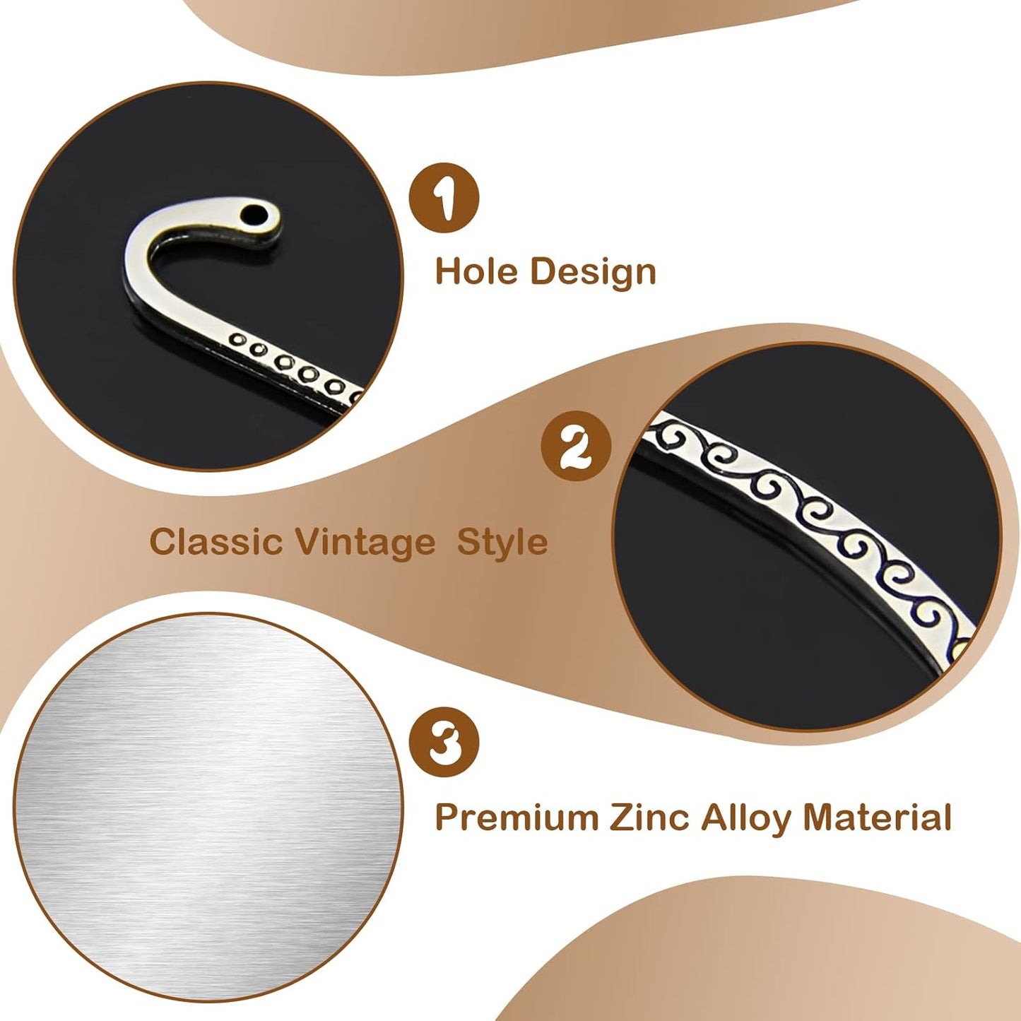 60pcs Retro Metal Bookmark Beading Vintage Bookmark Student Gifts