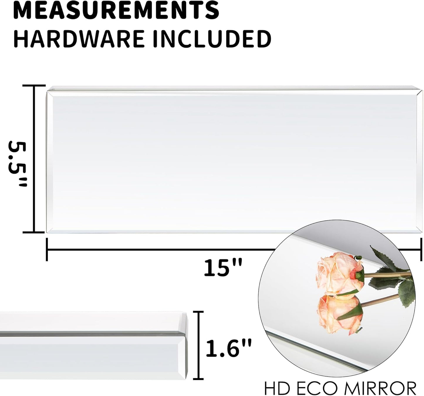 SHYFOY Mirrored Floating Shelves for Wall, Set of 3 Glass Wall Mounted Shelves for Bathroom Decor, Hanging Book Shelf for Bedroom, Living Room, Kitchen, Storage & Decoration, Silver