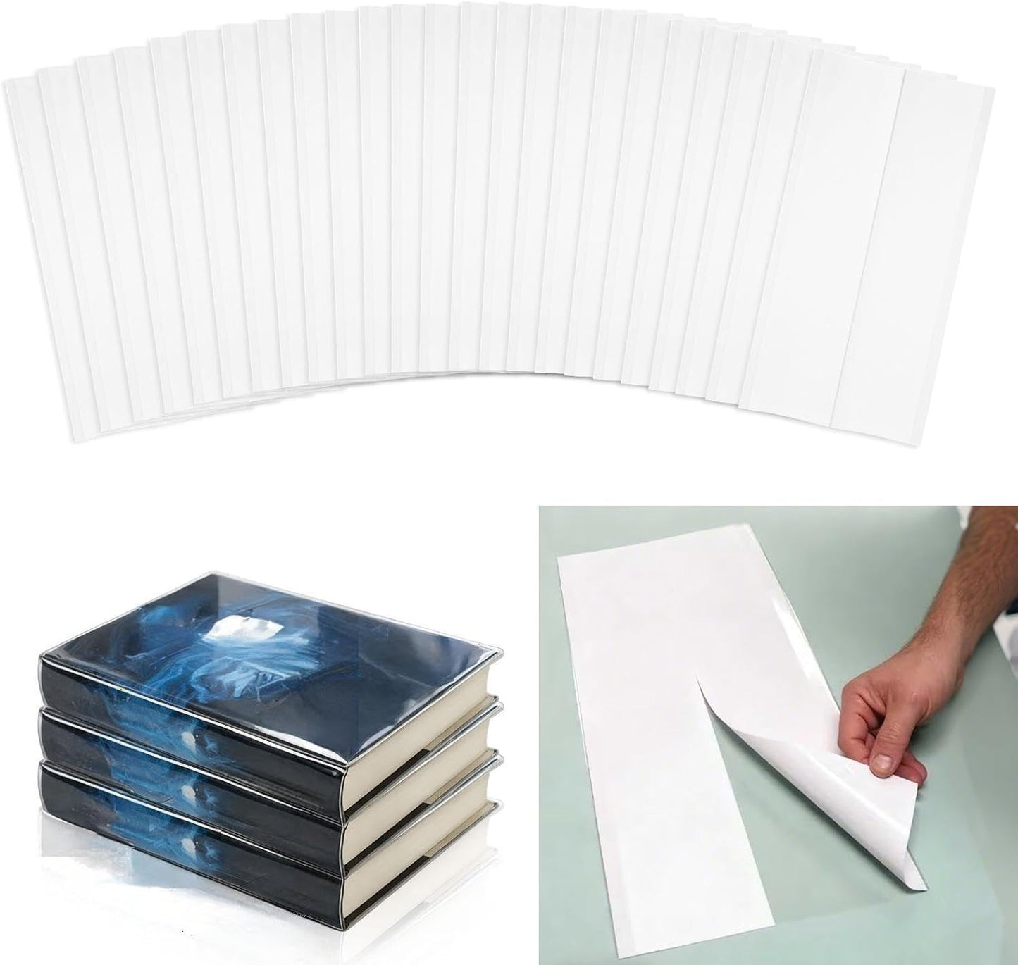 20 Pcs 10" H x 21" L Fold-on Archival Book Jacket Covers Clear Archival Book Dust Cover Protective Sheets for Hardcover Librarian Collector(Height Not Adjustable)