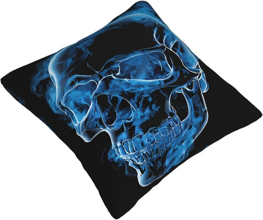 All-Season Square Pillow Covers 18"X18", Skull, Decorative Throw Pillow Covers for Sofa Bed Couch, Hidden Zipper Cushion Cover, Square Lumbar & Accent Pillowcases for Home Decor