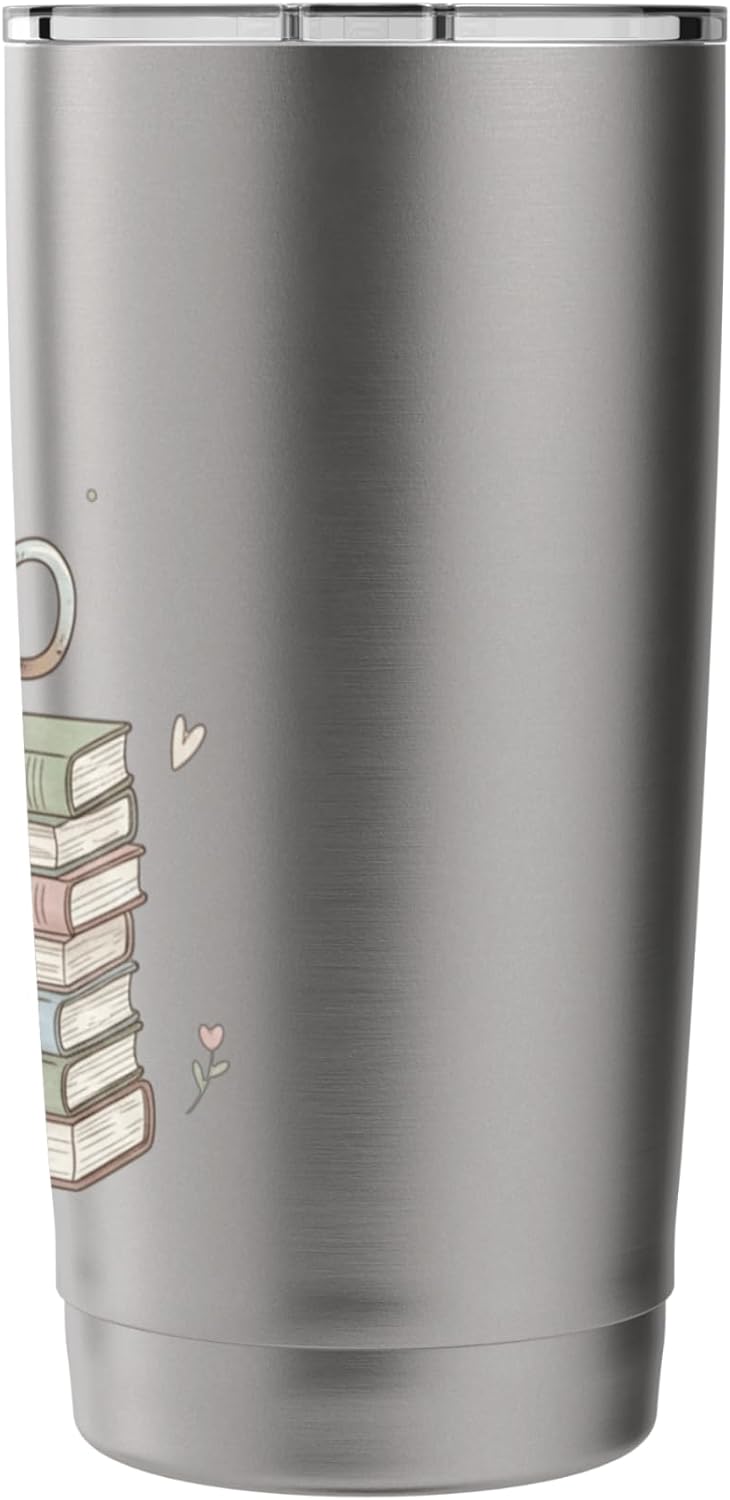 Book Lover Coffee Stack Pastel Cozy Reading Stainless Steel Insulated Tumbler
