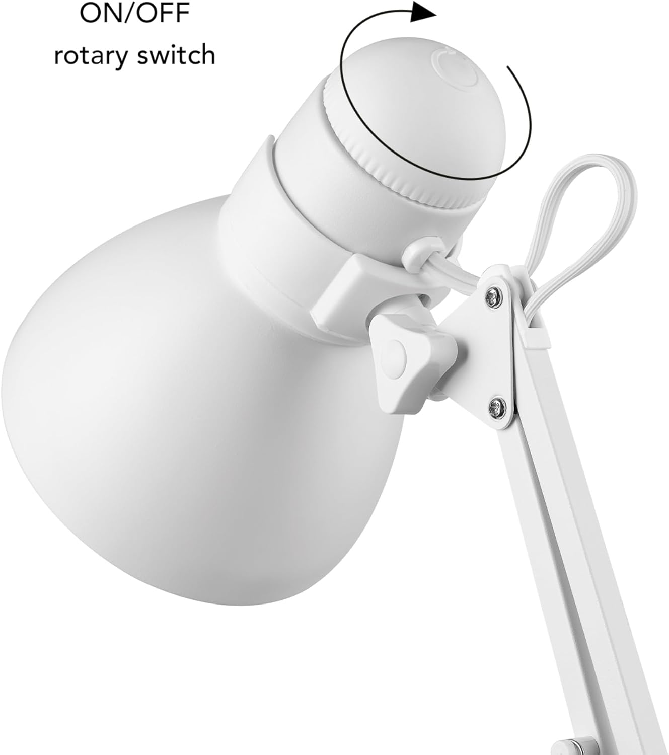 Globe Electric 52024 71.1cm(28인치) 스윙 암 건축가 책상 램프, 매트 화이트, 그늘의 회전 스위치, 부분적으로 조절 가능한 암, 침실 또는 사무실을 위한 현대적인 조명, 유행을 타지 않는 실내 조명