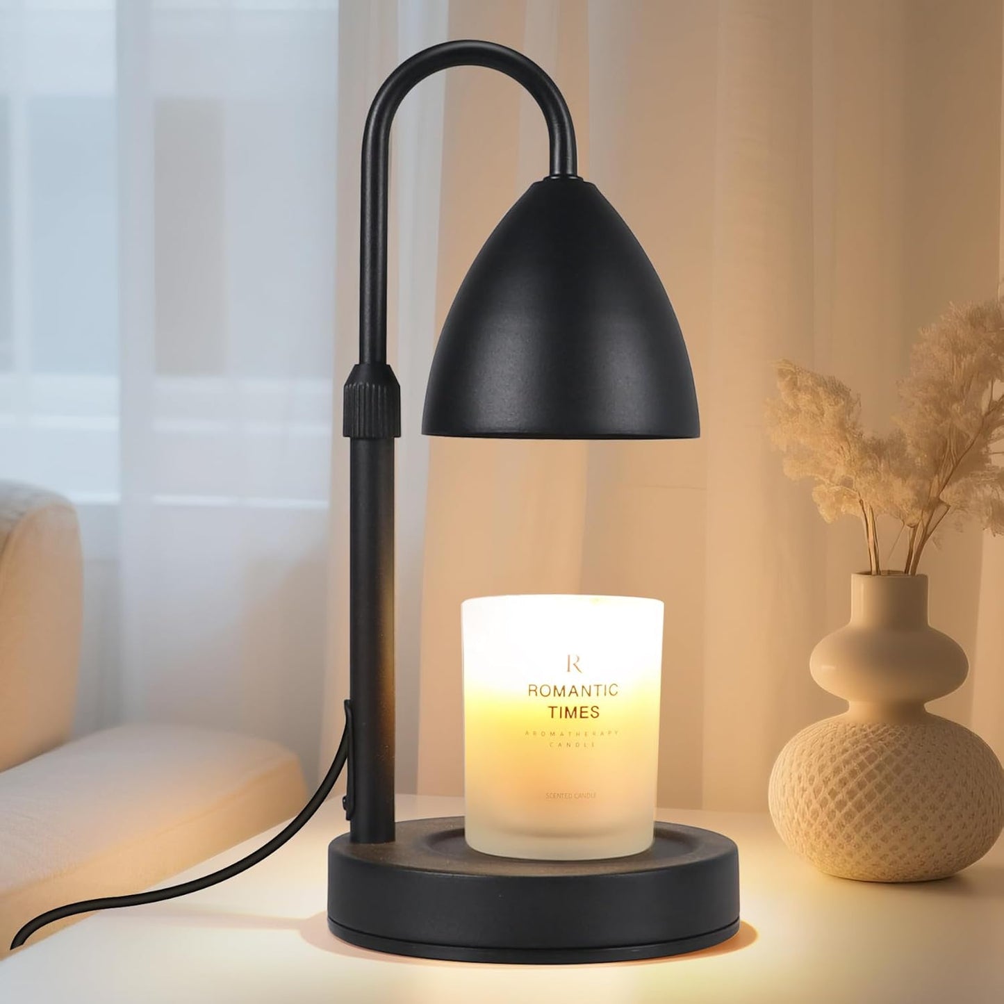 Candle Warmer Lamp with Timer Dimmable, Lamp Candle Warmer Birthday Gifts for Women, Black Adjustable Wax Melter Warmer for Jar Candles, House Warming Gift Home Decor