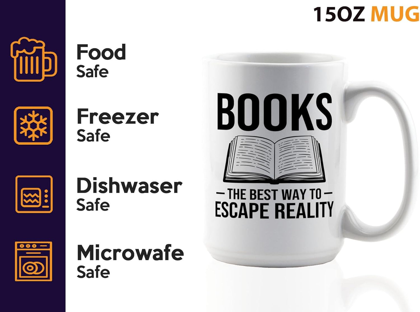 Book Lover Coffee Mug 15oz White -Books The best - Bookworm Literature Library Book Lover Reader Booked Editor Intellectual Studious