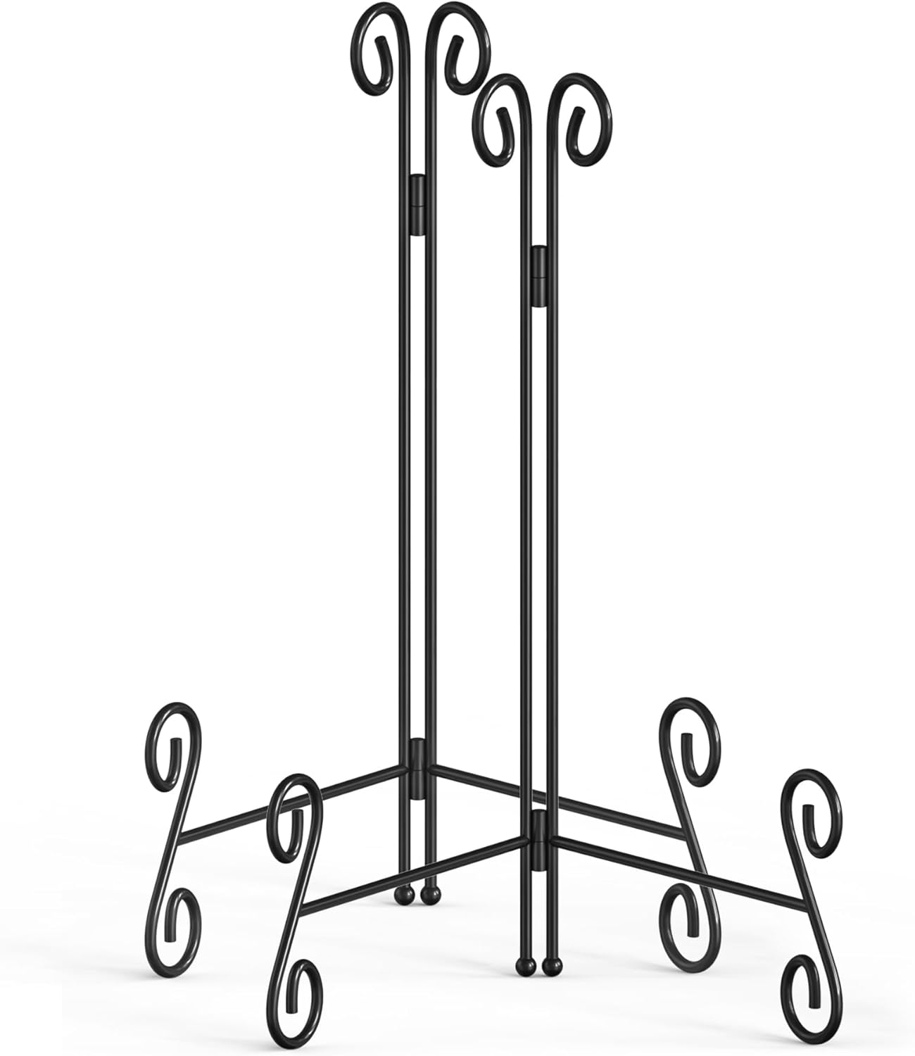 Plate Stand, 2 Pack 10 Inch Plate Holder for Display, Black Foldable Iron Table Easel for Picture Book Photo Frame Decorative Plate