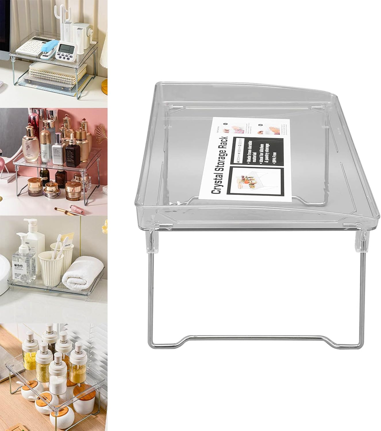 Laptop Stand, Portable Lap Desk Bed Table, Folding Table, Premium Stainless Steel Desk Organizer With PET Top, Elegant Rack for Office, Space-Saving Design