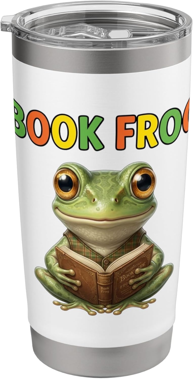 Curious Reading Amphibian Cartoon Library Character Stainless Steel Insulated Tumbler