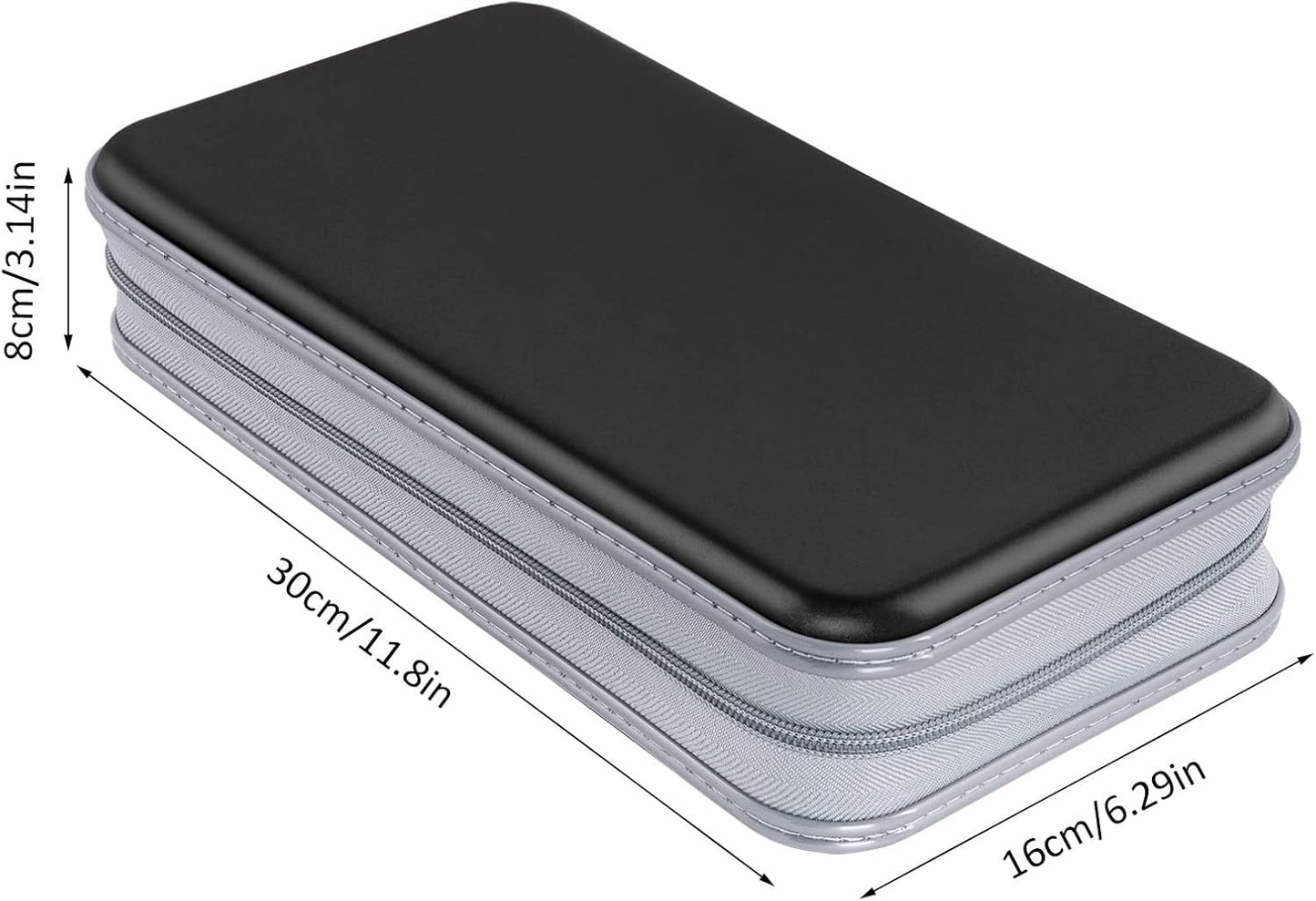 CD Case, 80 Capacity Hard Plastic DVD Case Portable Zipper CD/DVD Wallet Holder Storage Disc Binder Album Bag for Car Home Travel(Black)